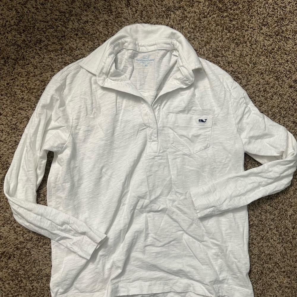 Vineyard Vines White Long Sleeve Polo